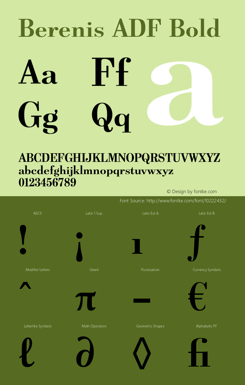 Berenis ADF Bold 1.001 FontForge Font Sample