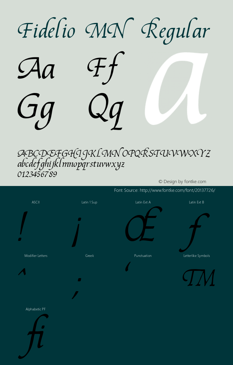 Fidelio MN Version 001.003 Font Sample