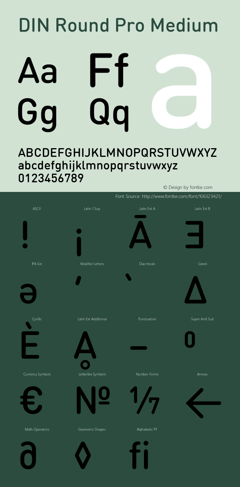 DIN Round Pro Medium Version 7.601, build 1030, FoPs, FL 5.04 Font Sample