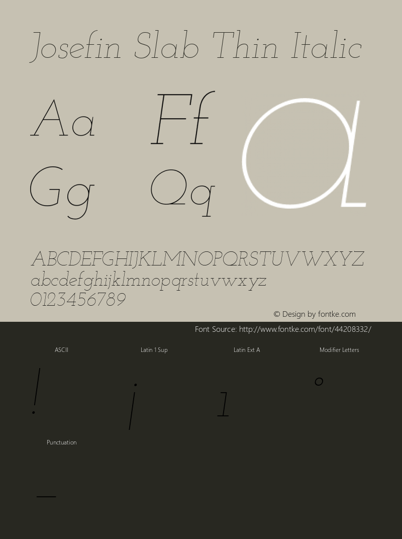 Josefin Slab Thin Italic Version 1.001 Font Sample