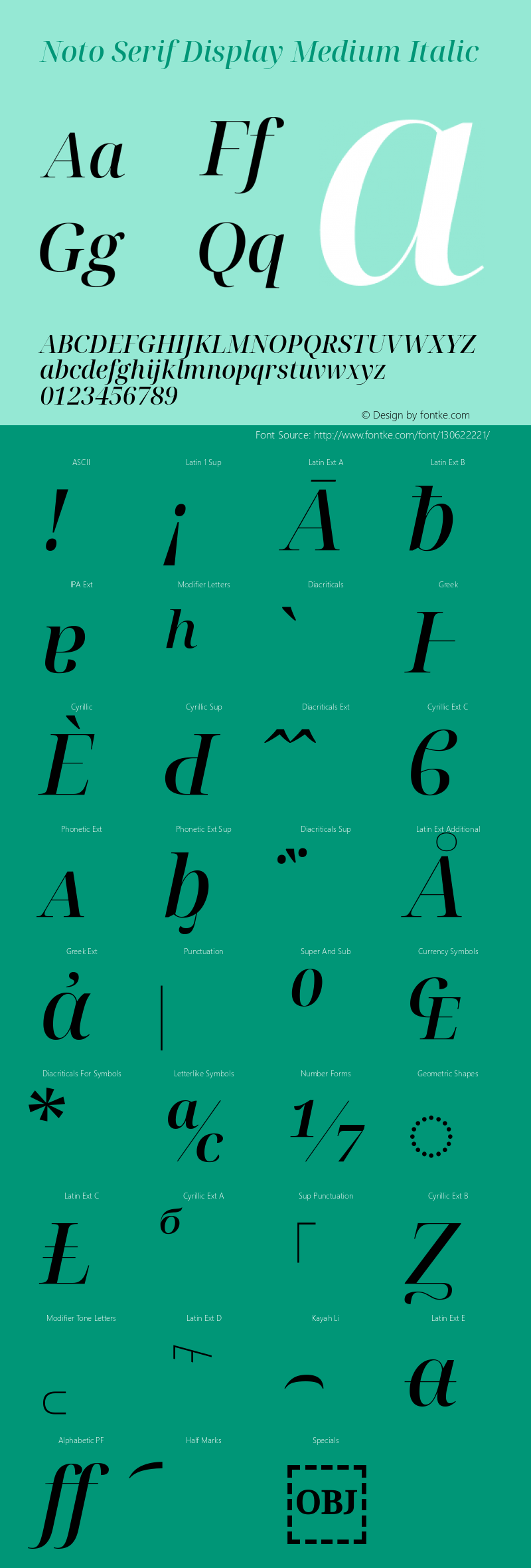 Noto Serif Display Medium Italic Version 2.003 Font Sample