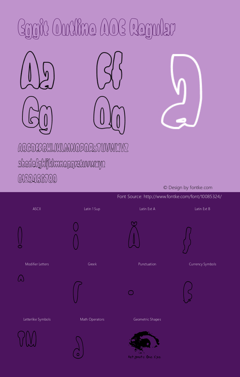 Eggit Outline AOE Regular Macromedia Fontographer 4.1.2 1/8/01 Font Sample