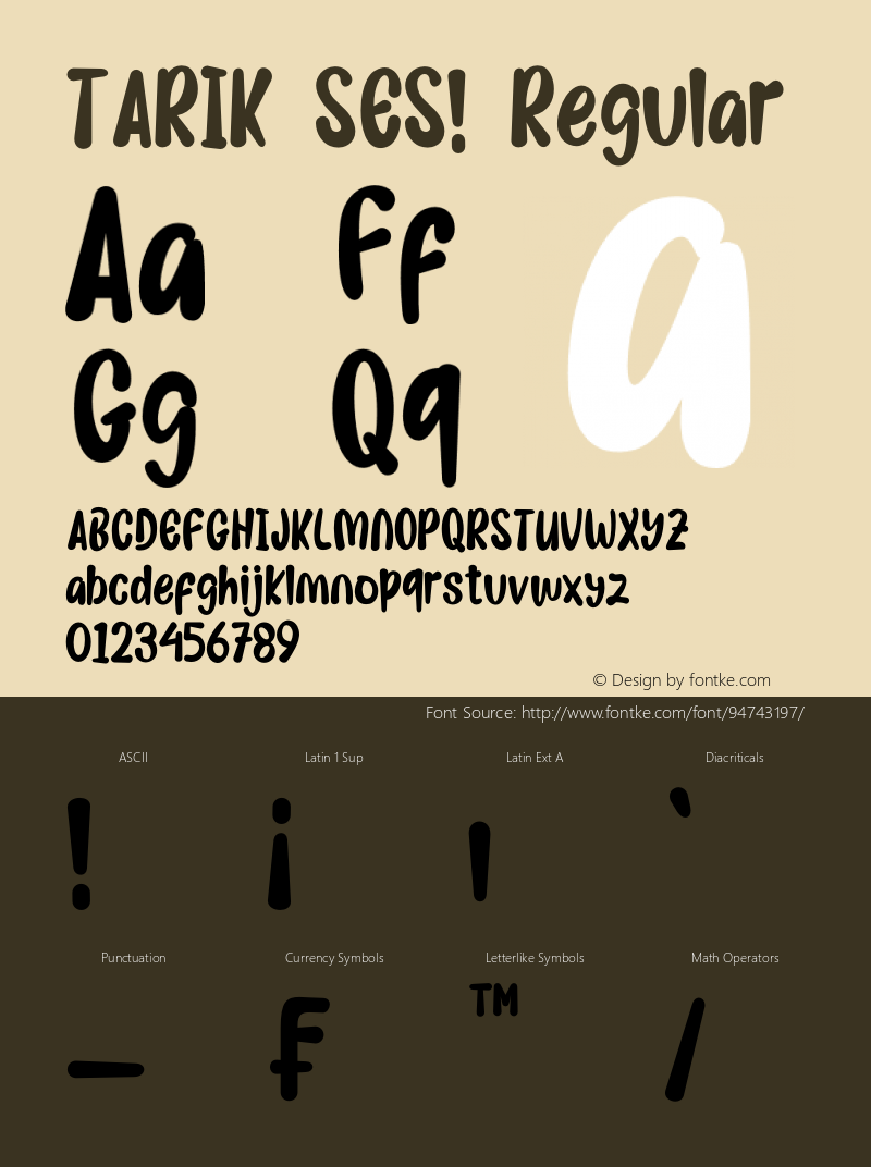 TARIK SES! Version 1.00;January 5, 2021;FontCreator 12.0.0.2565 64-bit Font Sample