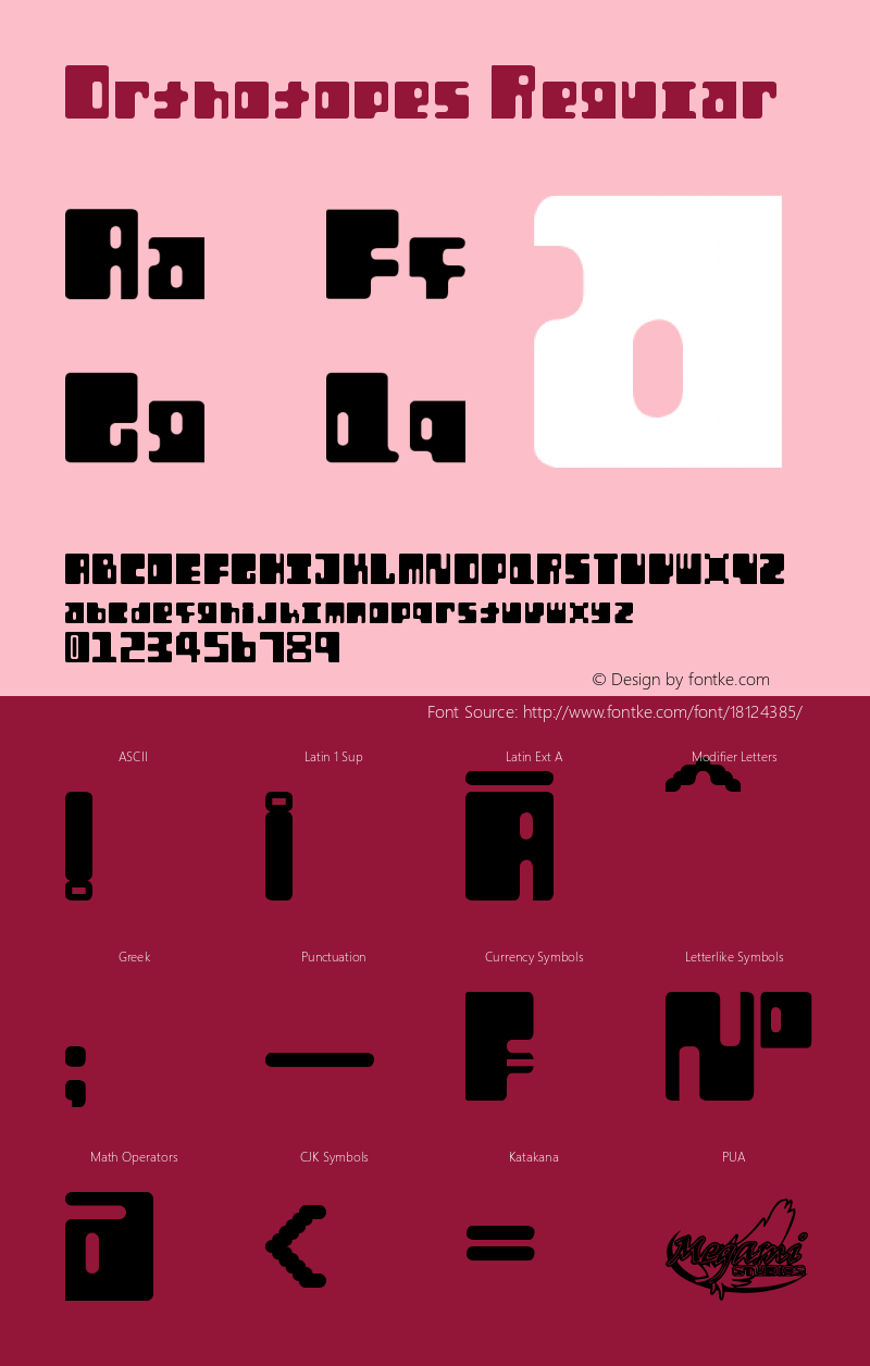 Orthotopes Regular Version 2.00 March 15, 2009 Font Sample