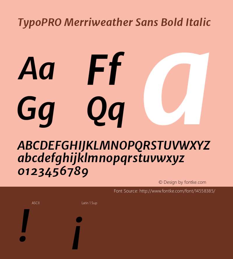 TypoPRO Merriweather Sans Bold Italic Version 1.000 Font Sample