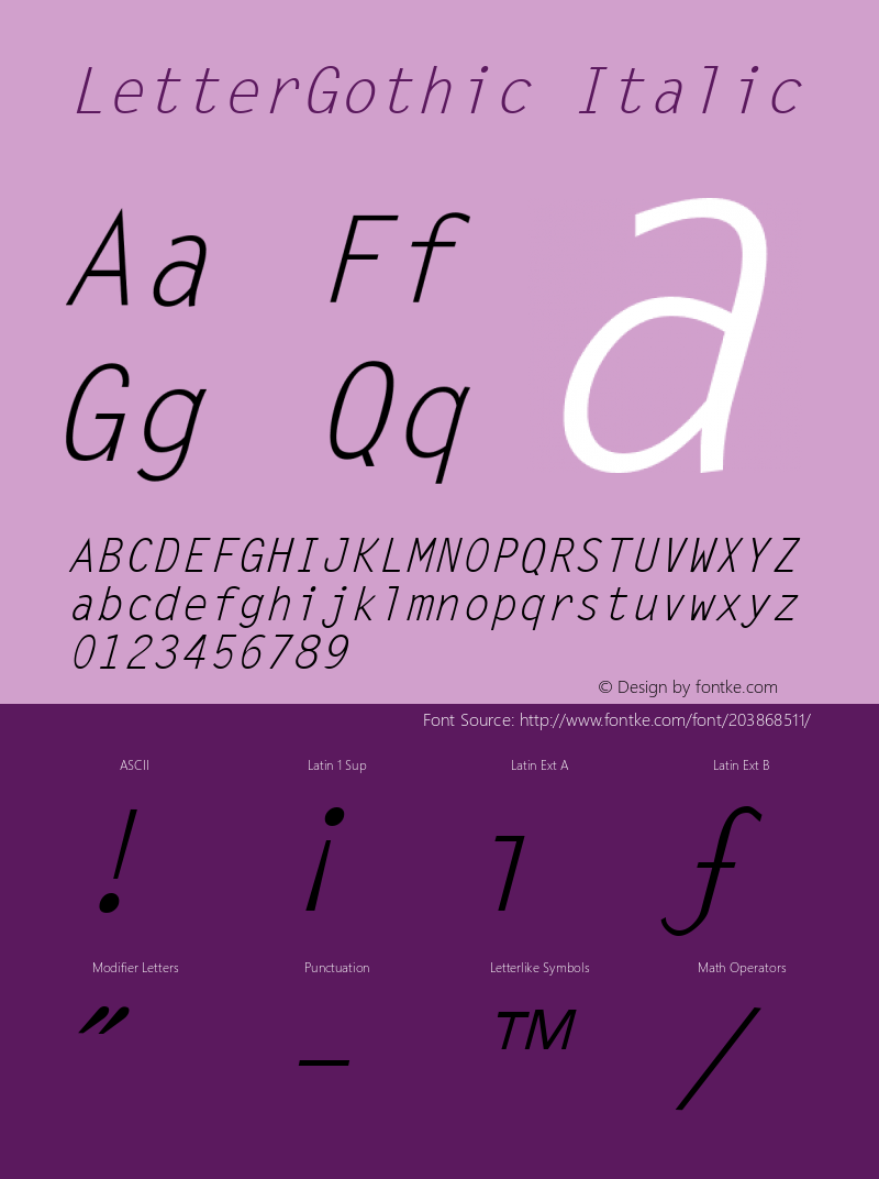 LetterGothic Italic Weatherly Systems, Inc.  6/12/95图片样张