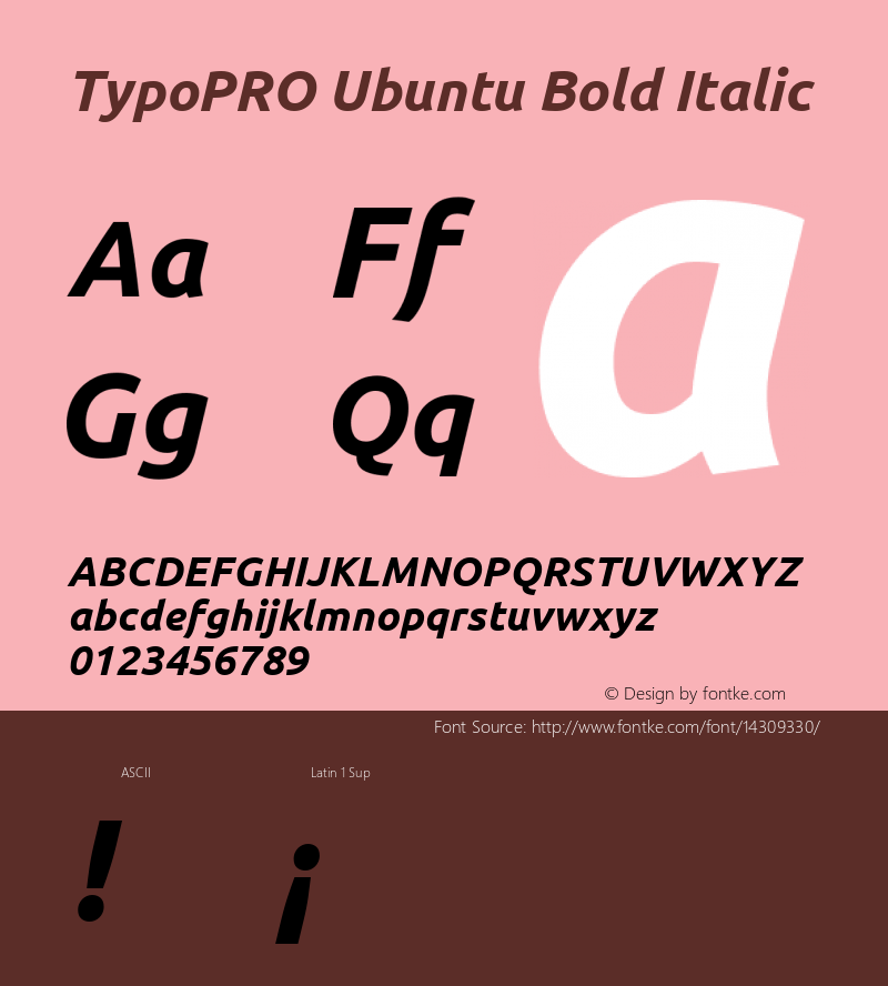 TypoPRO Ubuntu Bold Italic Version 0.80 Font Sample