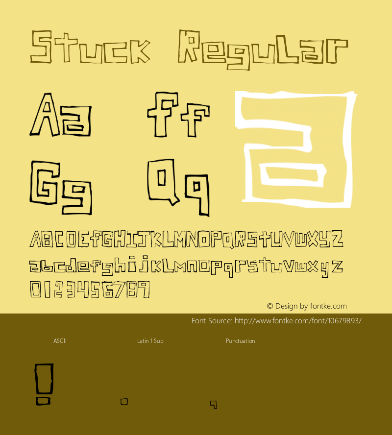 Stuck Regular Unknown Font Sample