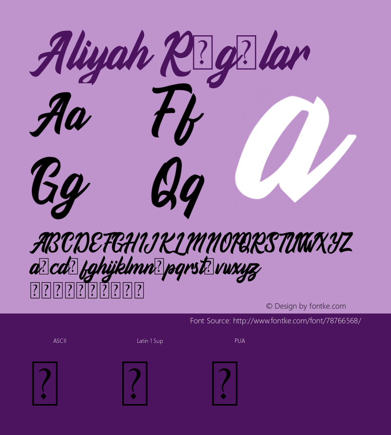 Aliyah Version 1.00;May 22, 2019;FontCreator 11.5.0.2422 64-bit Font Sample