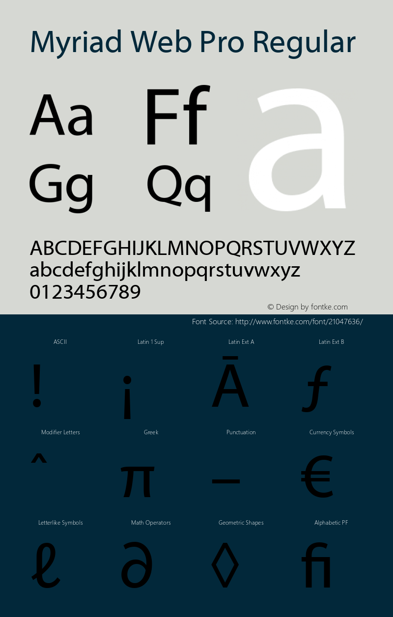 Myriad Web Pro Version 001.014 Font Sample