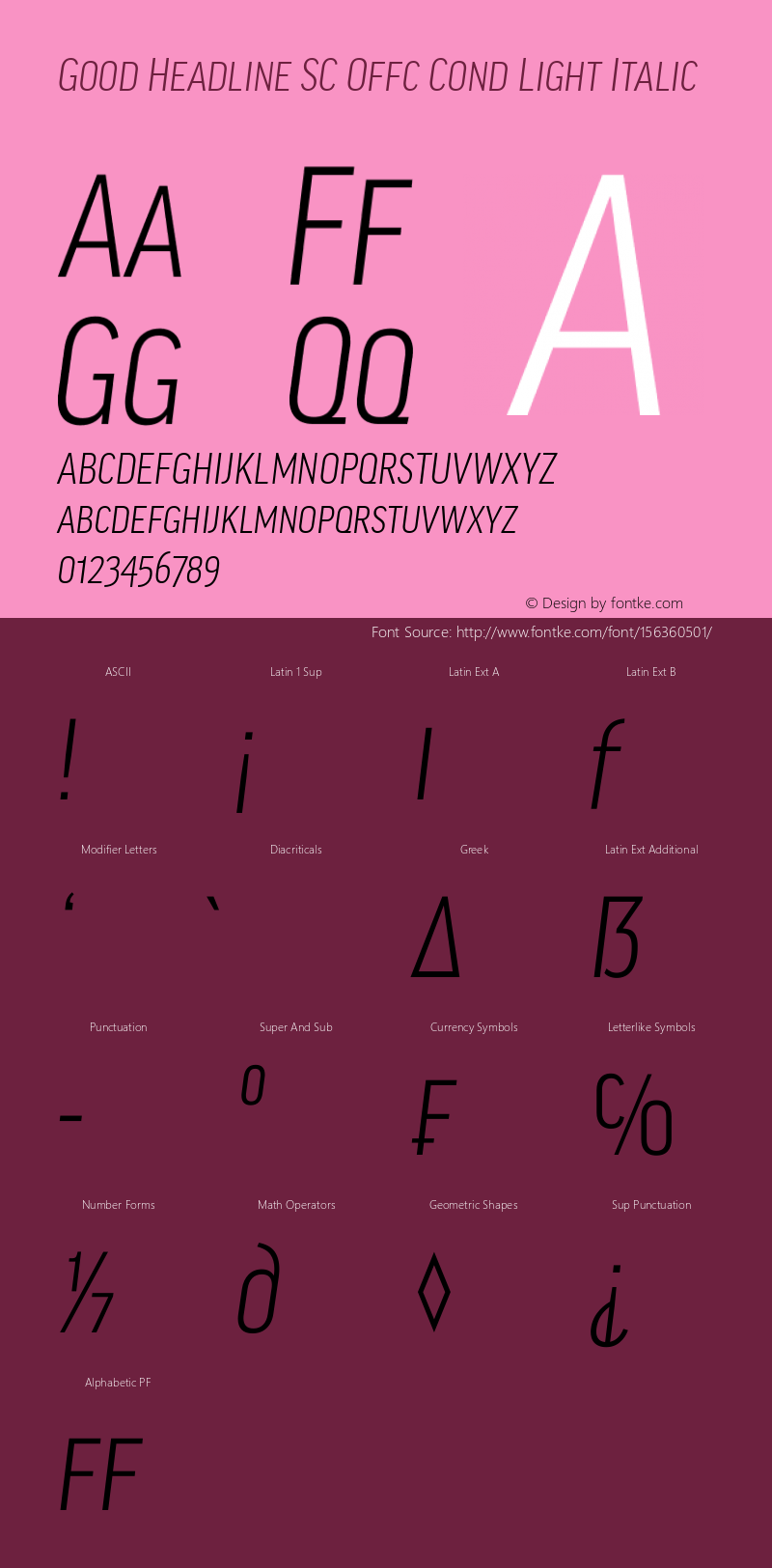 Good Head SC Offc Cond Light Italic Version 7.504; 2010; Build 1022 Font Sample