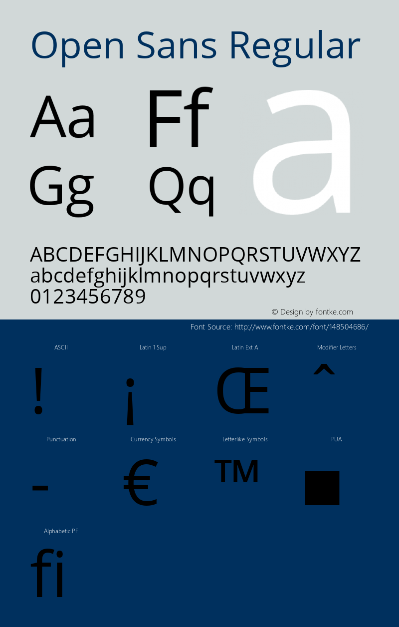 Open Sans Regular Version 1.10 Font Sample