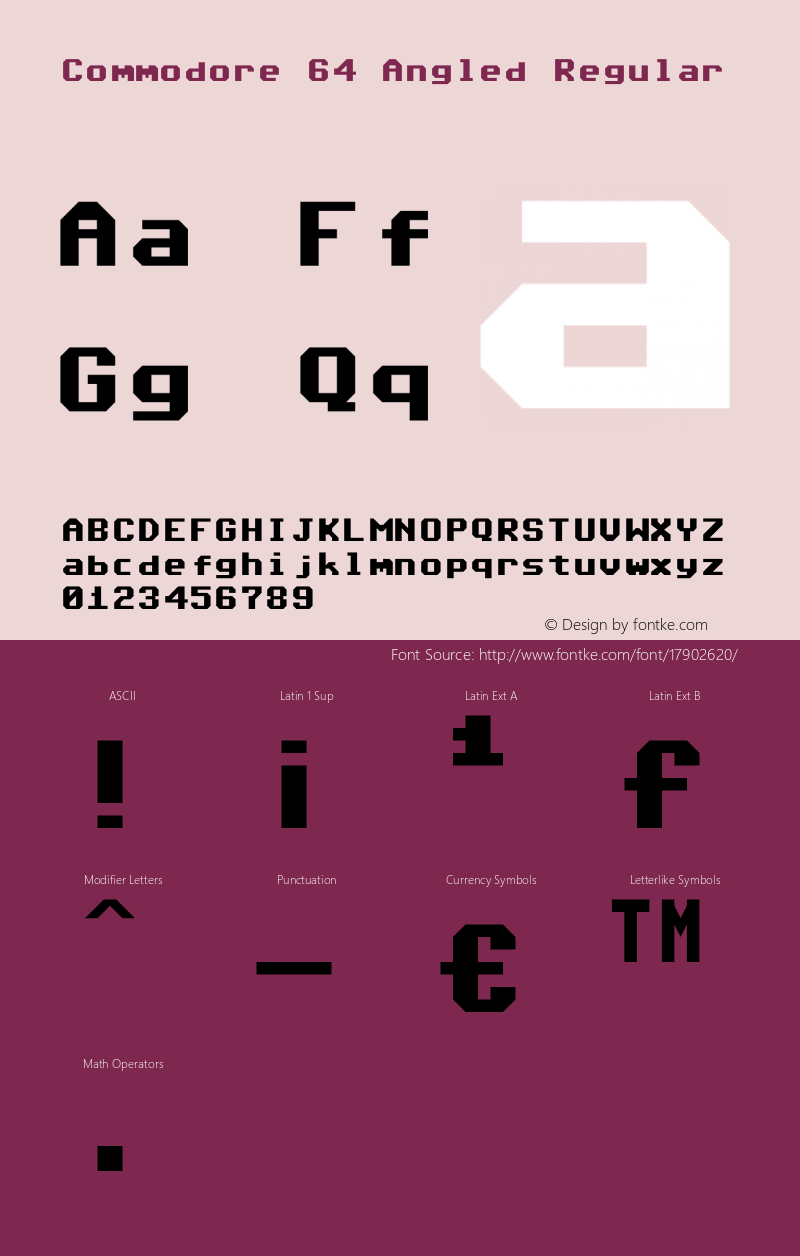 Commodore 64 Angled Regular 1.2 Font Sample