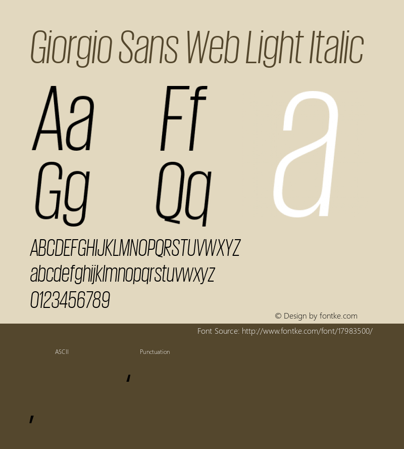 Giorgio Sans Web Light Italic Version None 2012 Font Sample