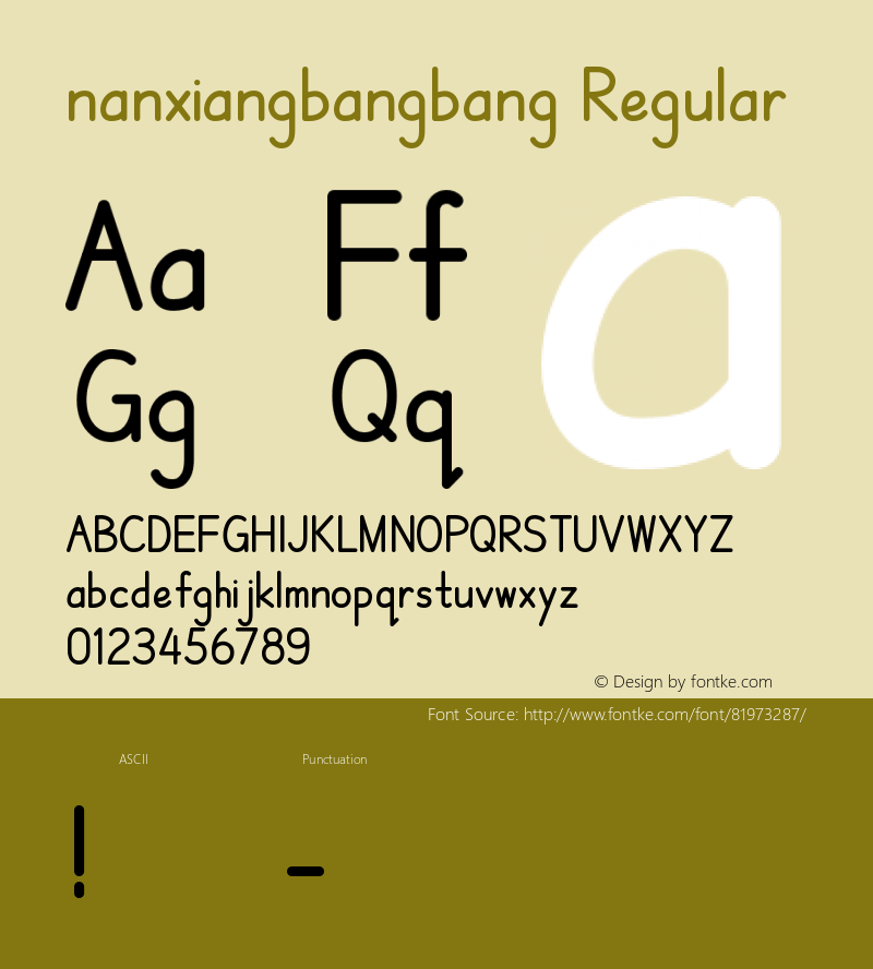 nanxiang bangbang Version 1.0 Font Sample