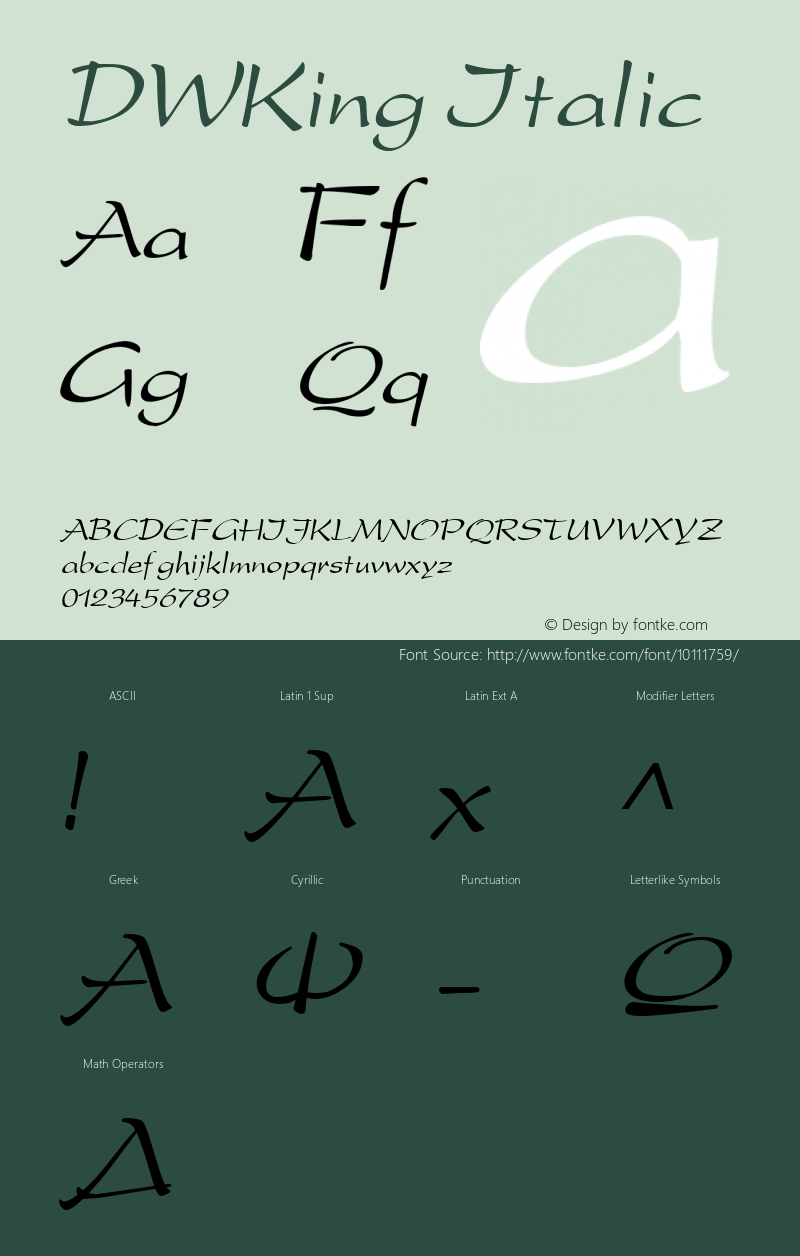 DWKing Italic 10/26/2002 Font Sample