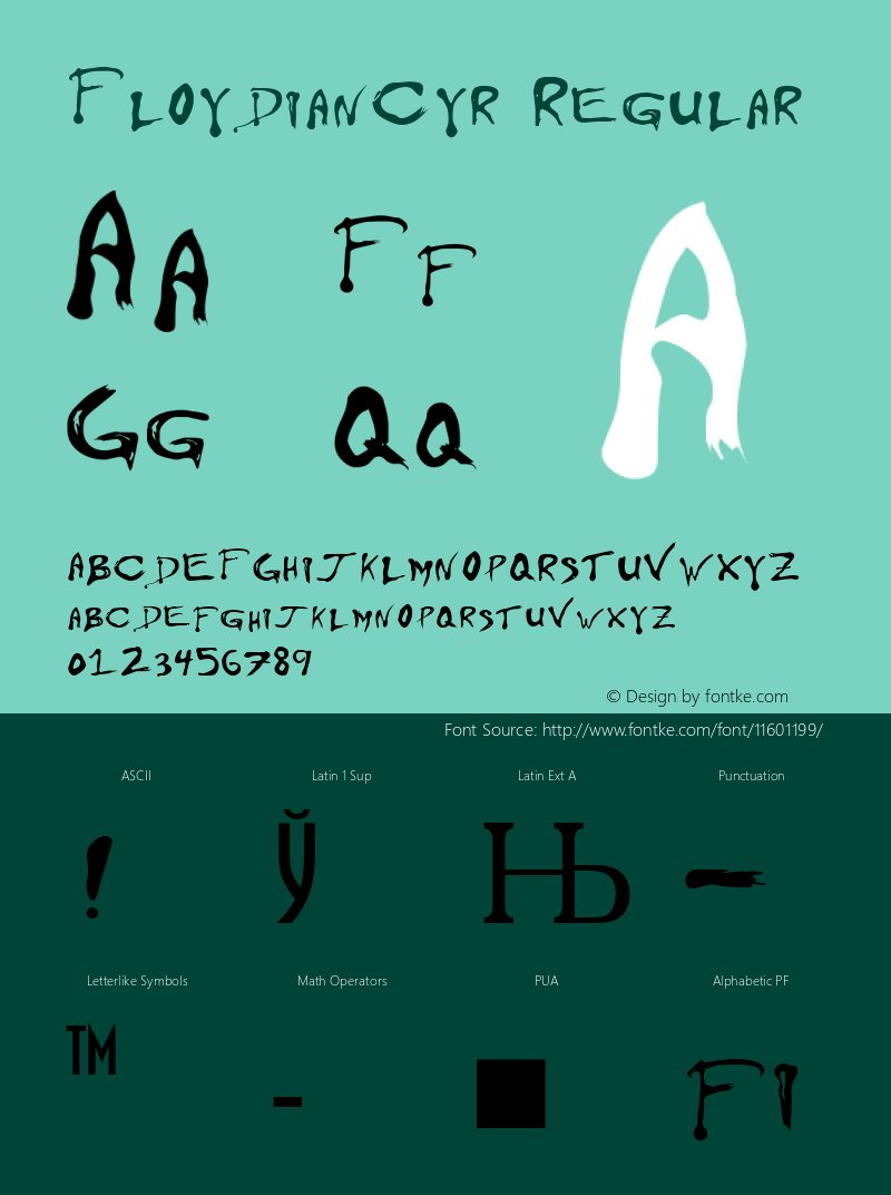 FloydianCyr Regular 1.1 Font Sample