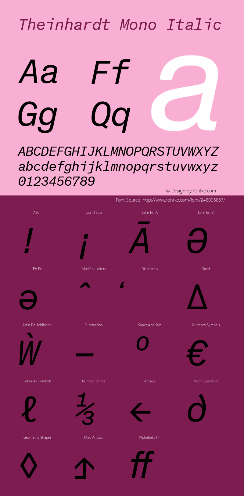 Theinhardt Mono Italic Version 1.002; build 0002图片样张