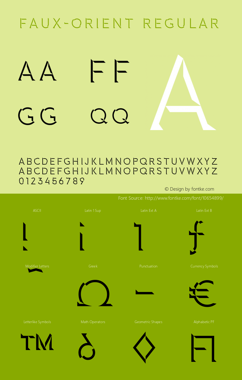FAUX-Orient Regular Version 1.001 Font Sample