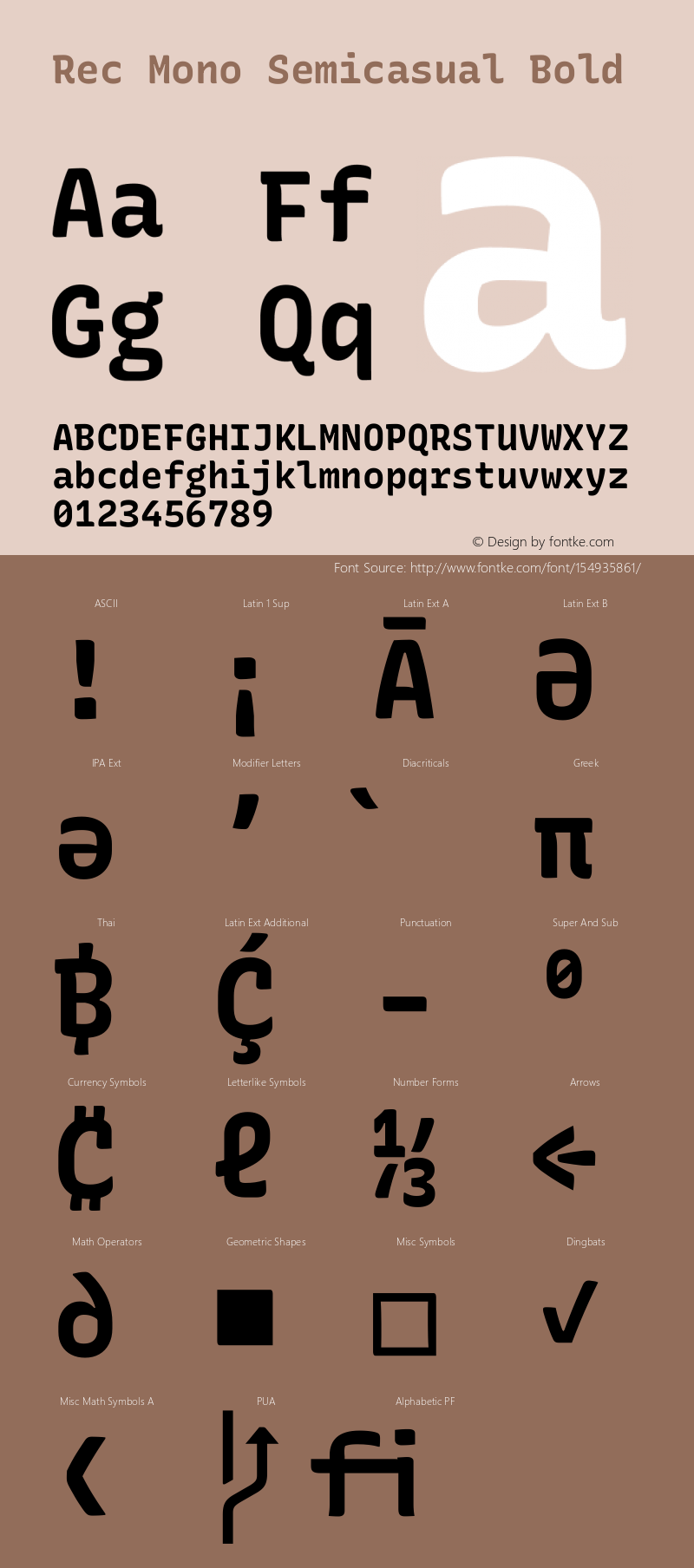 Rec Mono Semicasual Bold Version 1.075 Font Sample