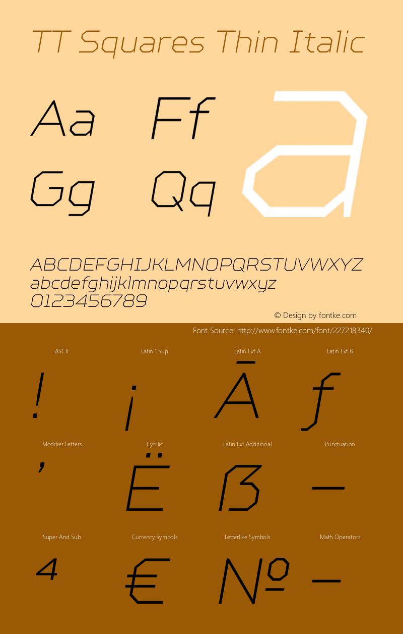 TTSquares-ThinItalic Version 001.000图片样张