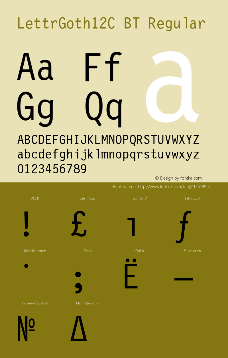 LettrGoth12C BT Regular Version 001.000 Font Sample