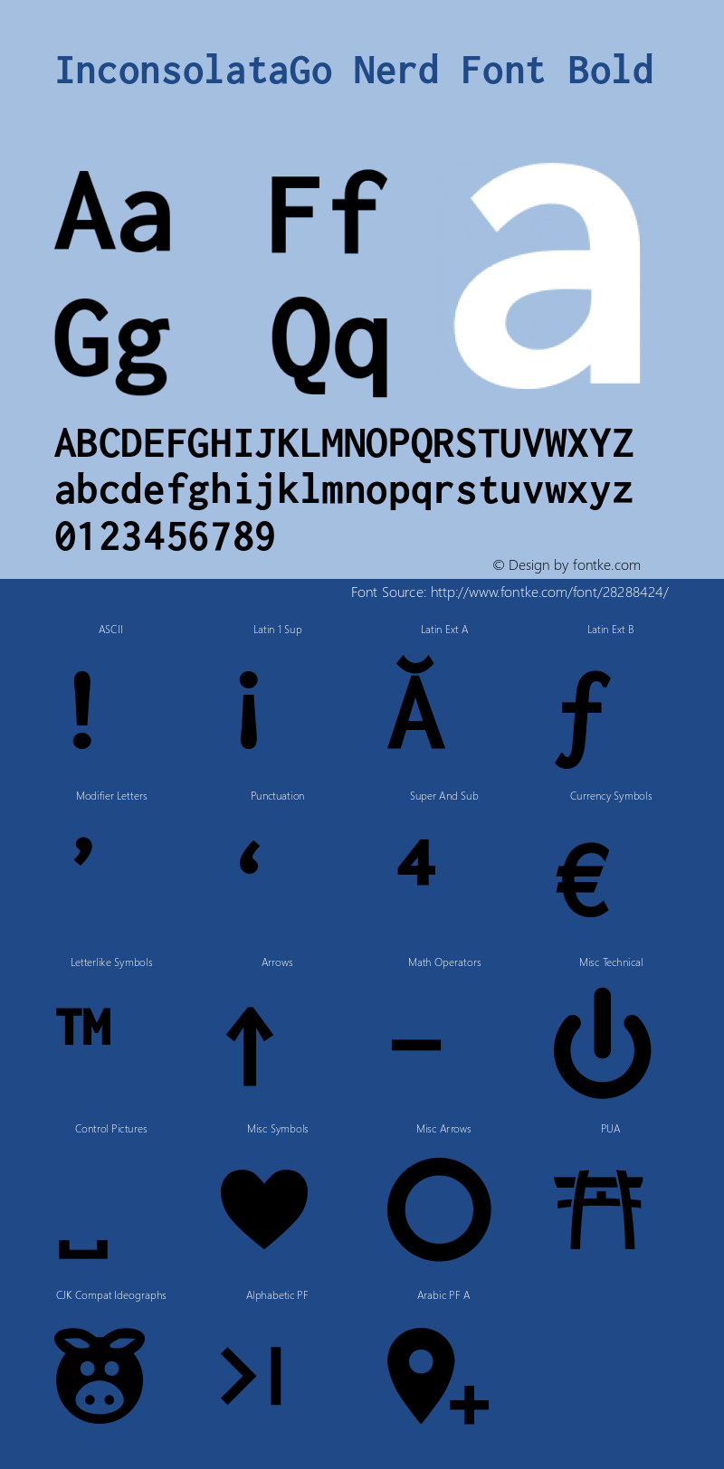 InconsolataGo Bold Nerd Font Complete Version 1.015; ttfautohint (v0.92) -l 8 -r 50 -G 200 -x 14 -w 