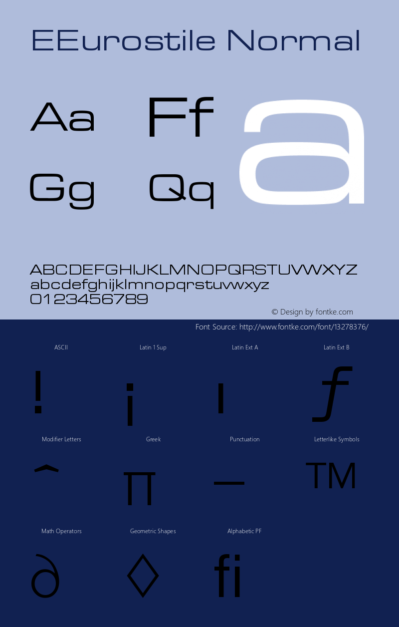 EEurostile Normal Version 4.0 Font Sample