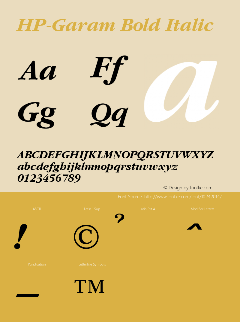 HP-Garam Bold Italic 2 Font Sample