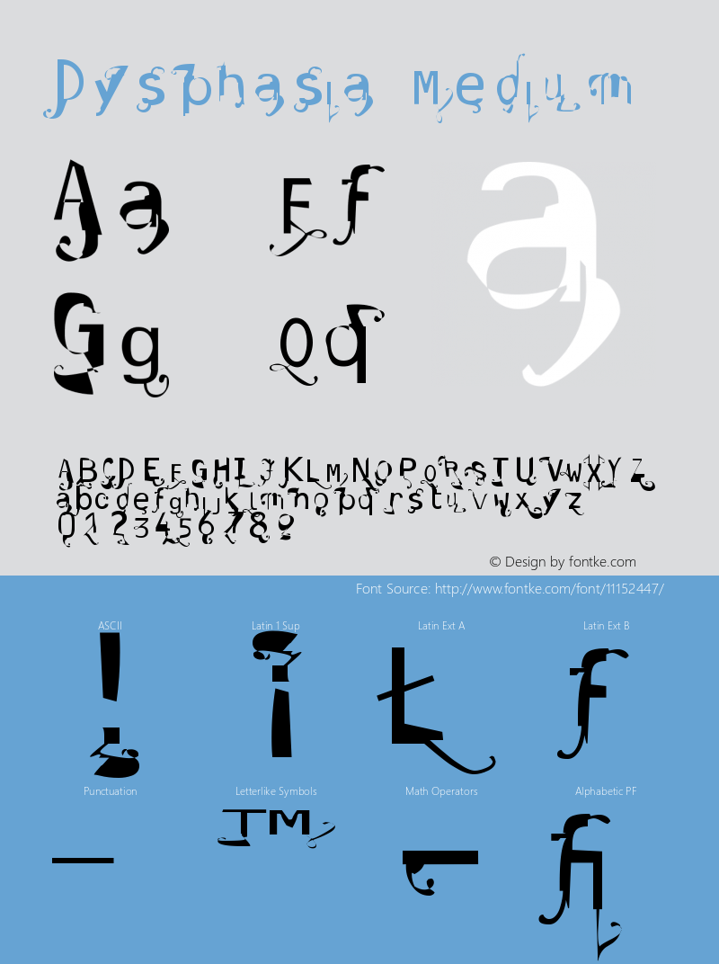 Dysphasia Medium Version 001.000 Font Sample