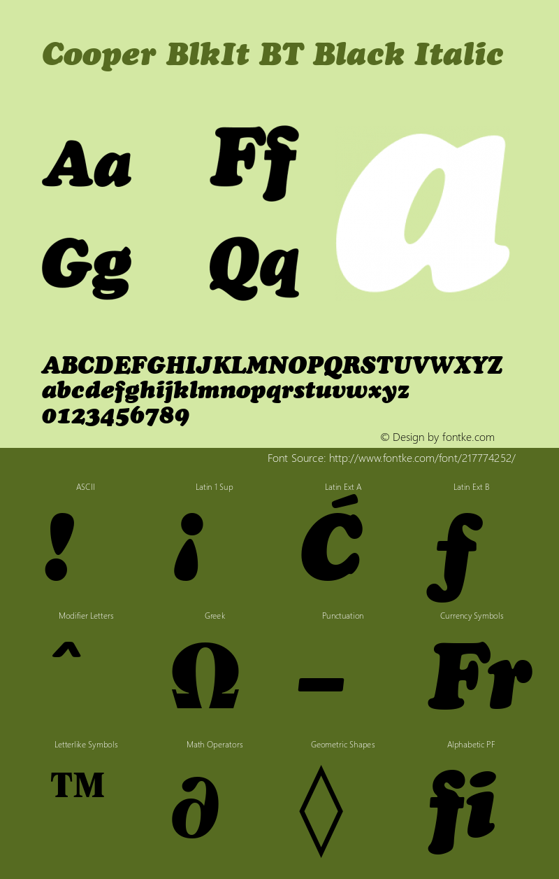 Cooper BlkIt BT Black Italic Version 1.01 emb4-OT图片样张