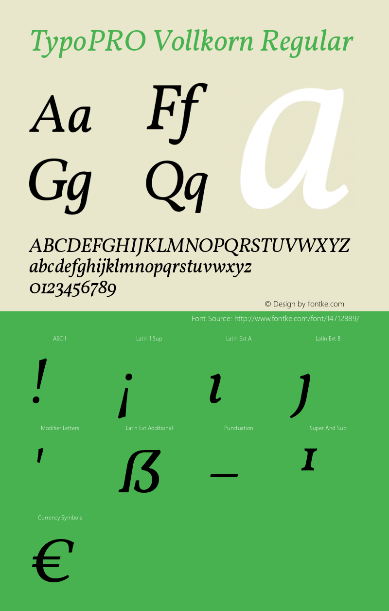 TypoPRO Vollkorn Regular Version 2.001 Font Sample