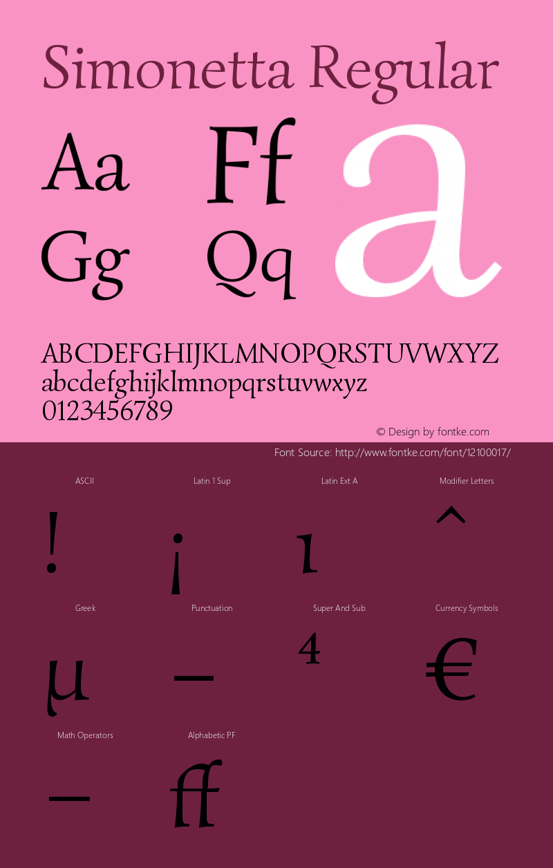 Simonetta Regular Version 1.002 Font Sample