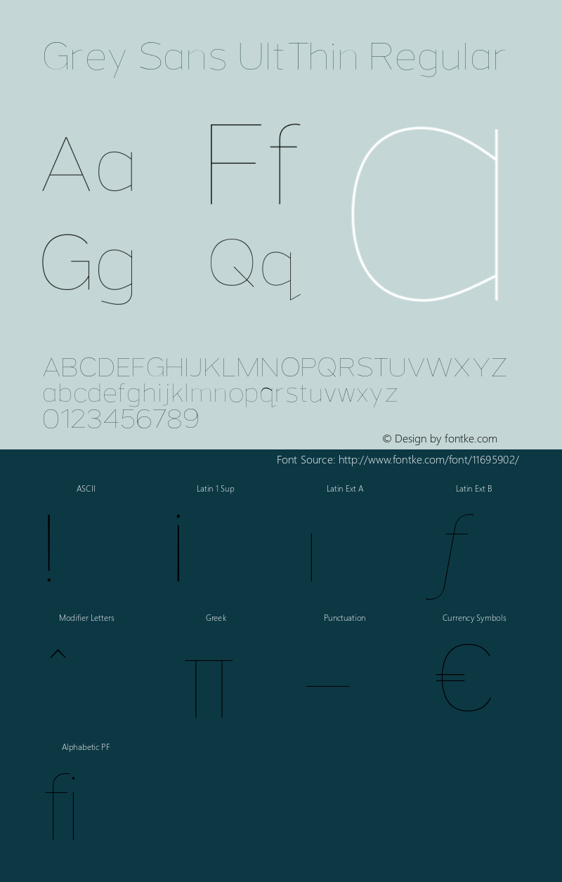 Grey Sans UltThin Regular Version 1.20 2013 Font Sample