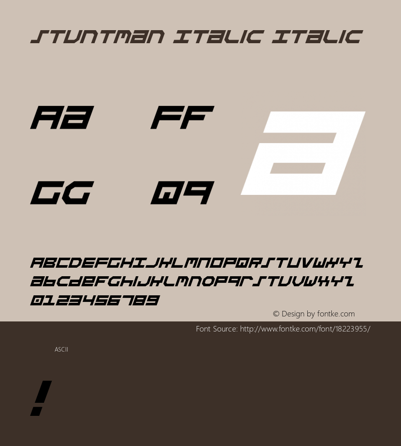 Stuntman Italic Italic Version 2 Font Sample