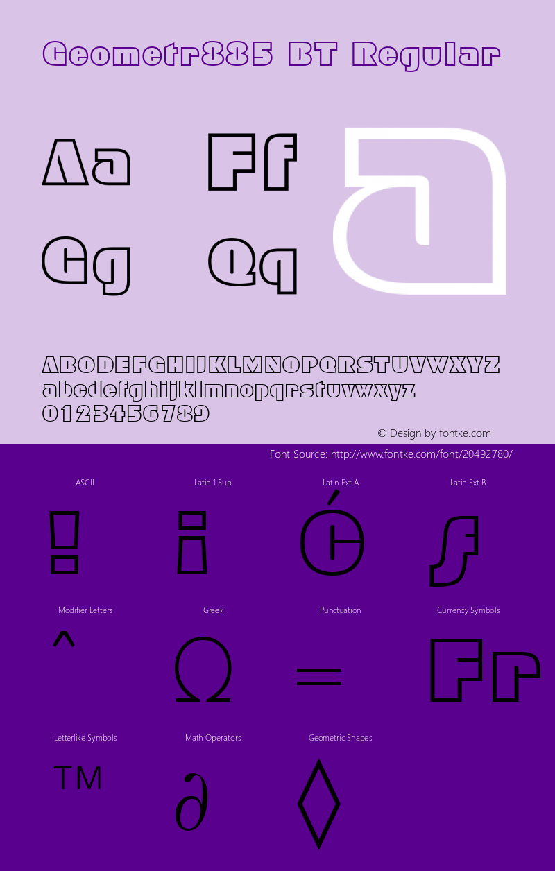 Geometr885 BT mfgpctt-v4.4 Dec 22 1998 Font Sample