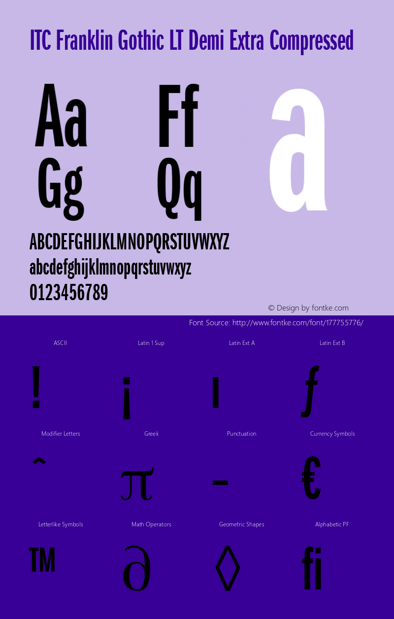 ITC Franklin Gothic LT Demi Extra Compressed 006.000图片样张