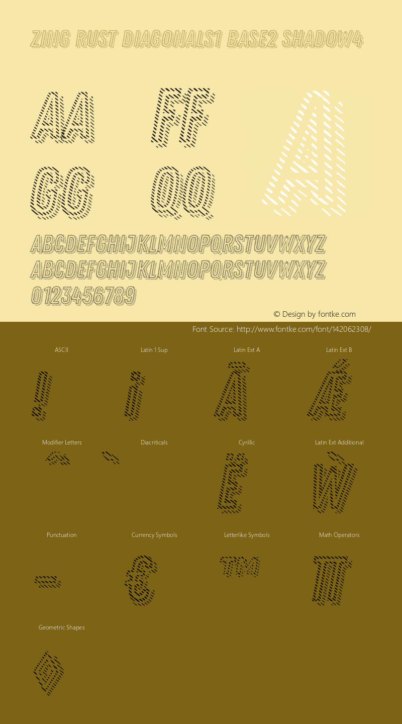 Zing Rust Diagonals1 Base2 Shadow4 Version 1.000 Font Sample