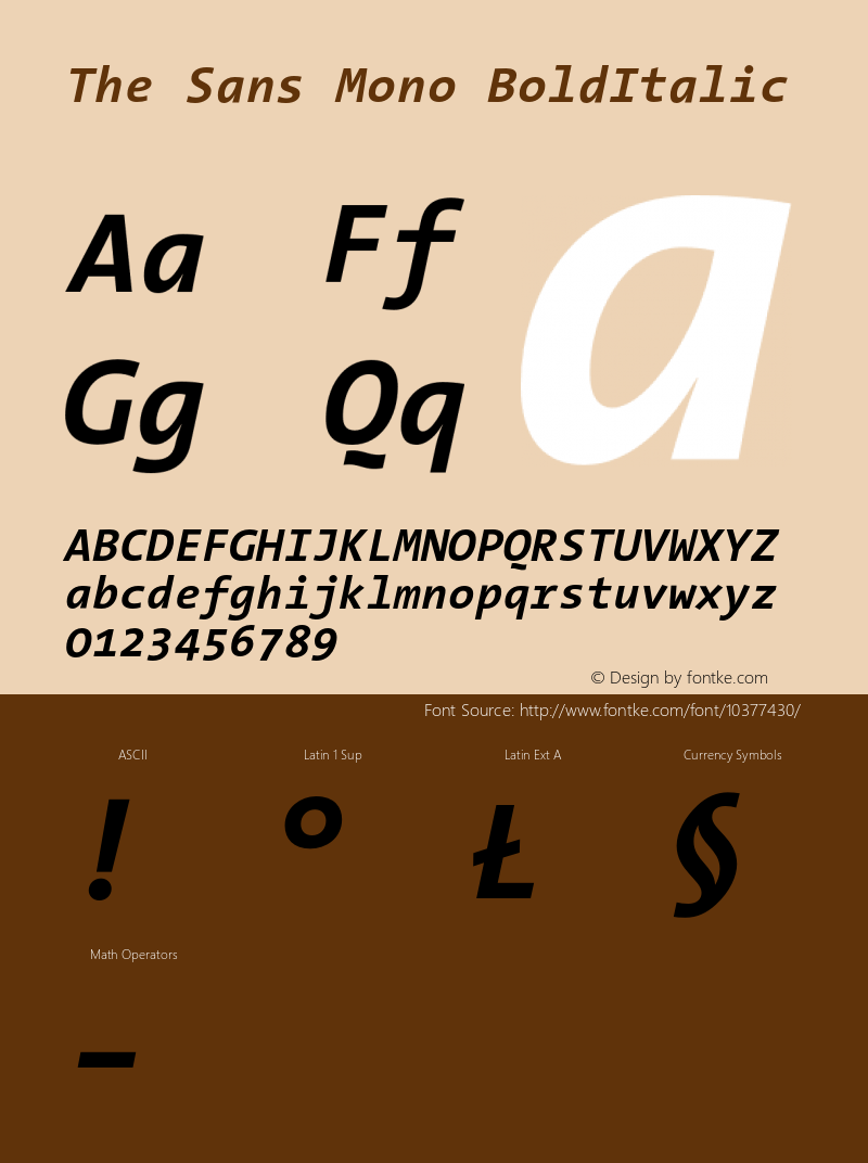The Sans Mono BoldItalic Version 001.000 Font Sample