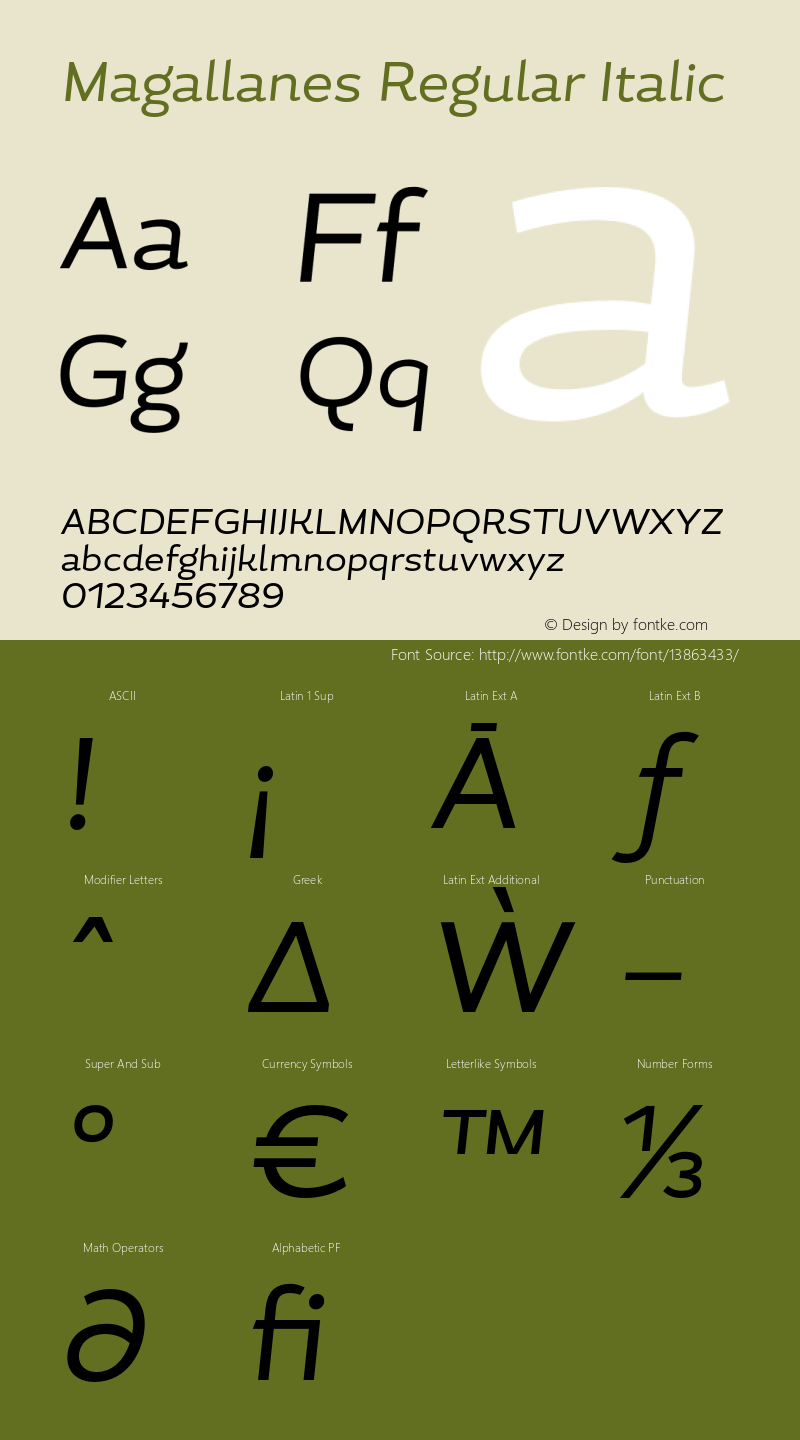 Magallanes Regular Italic 1.000 Font Sample