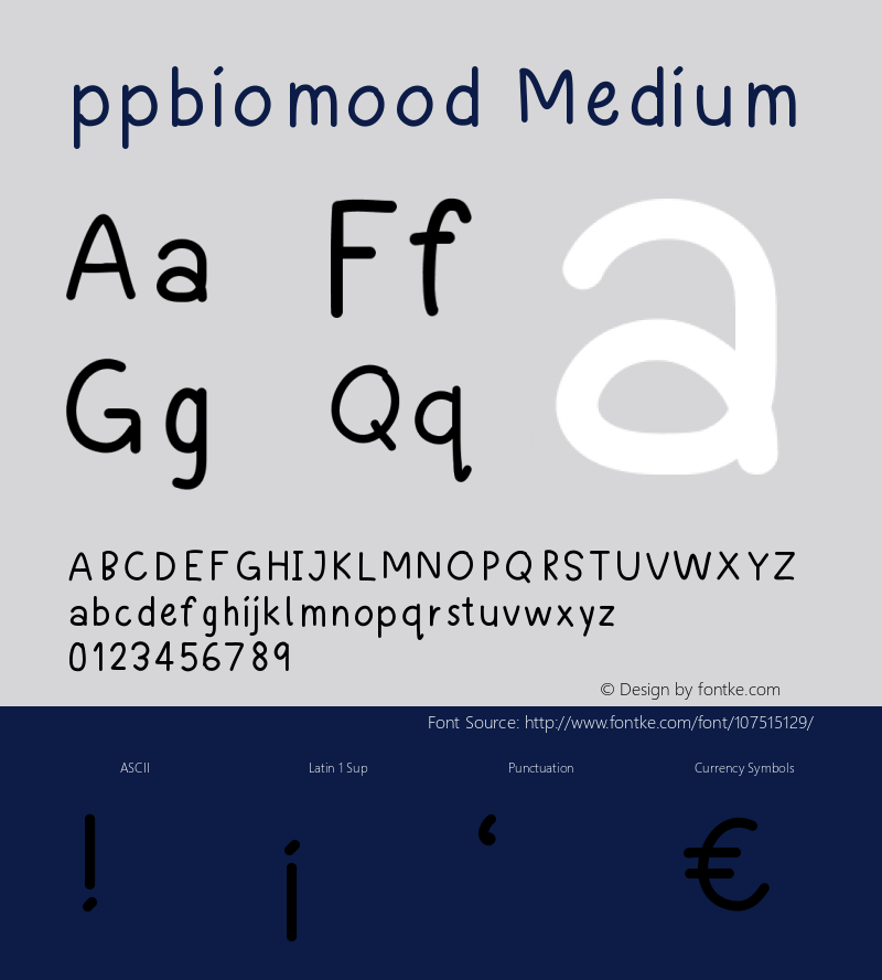 ppbiomood Version 001.000 Font Sample