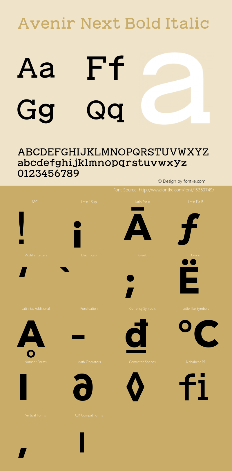 Avenir Next Bold Italic 8.0d5e5 Font Sample