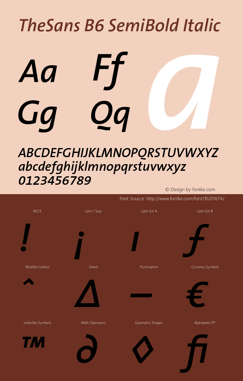 TheSans B6 SemiBold Italic 001.000 Font Sample