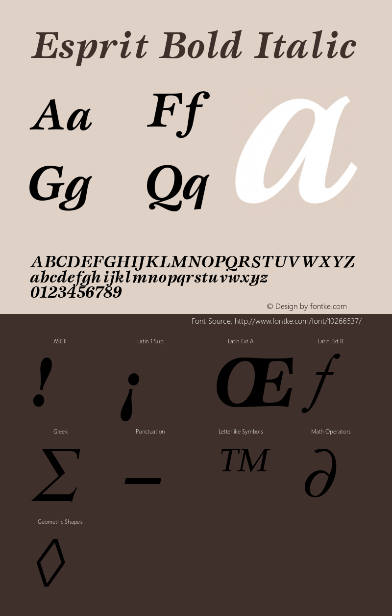 Esprit Bold Italic Altsys Fontographer 3.5  11/27/92 Font Sample