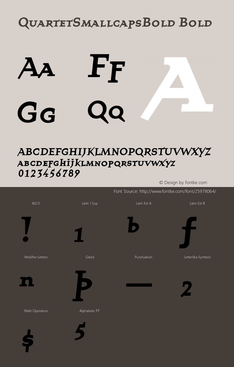 QuartetSmallcapsBold Version 001.000 Font Sample