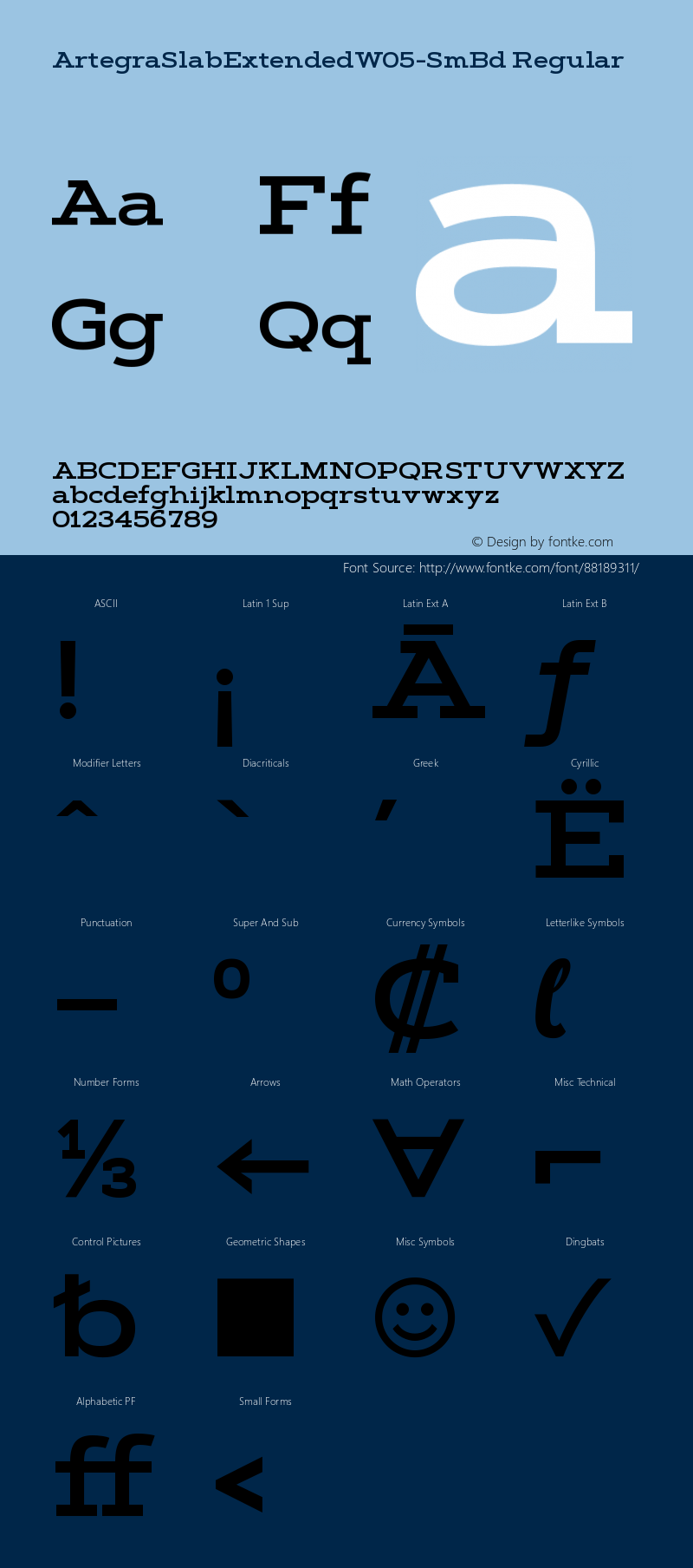Artegra Slab Extended W05 SmBd Version 1.001 Font Sample