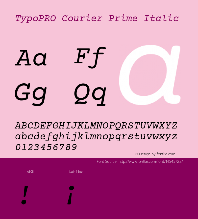 TypoPRO Courier Prime Italic Version 1.202 Font Sample