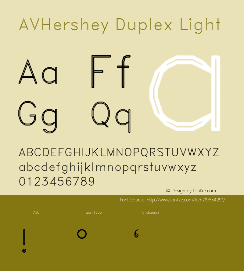 AVHershey Duplex Light Version 000.001 Font Sample