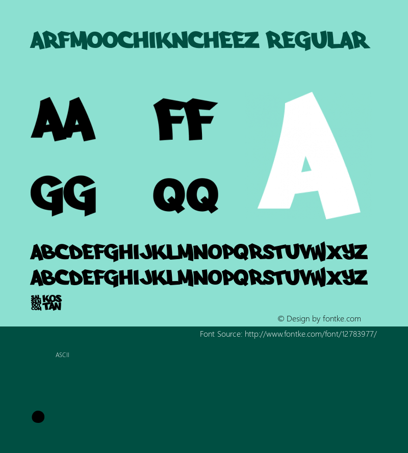 Arfmoochikncheez Regular Version 001.000 Font Sample