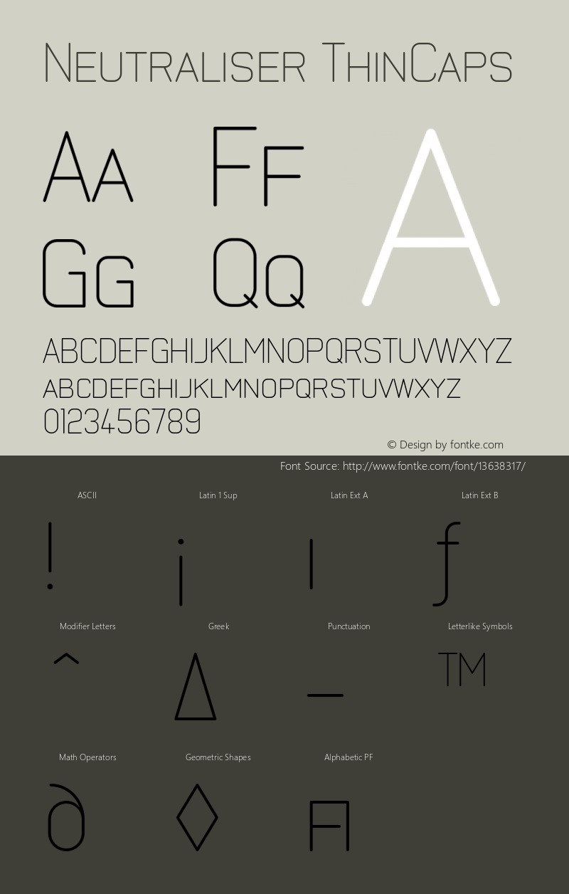 Neutraliser ThinCaps Version 001.000 Font Sample